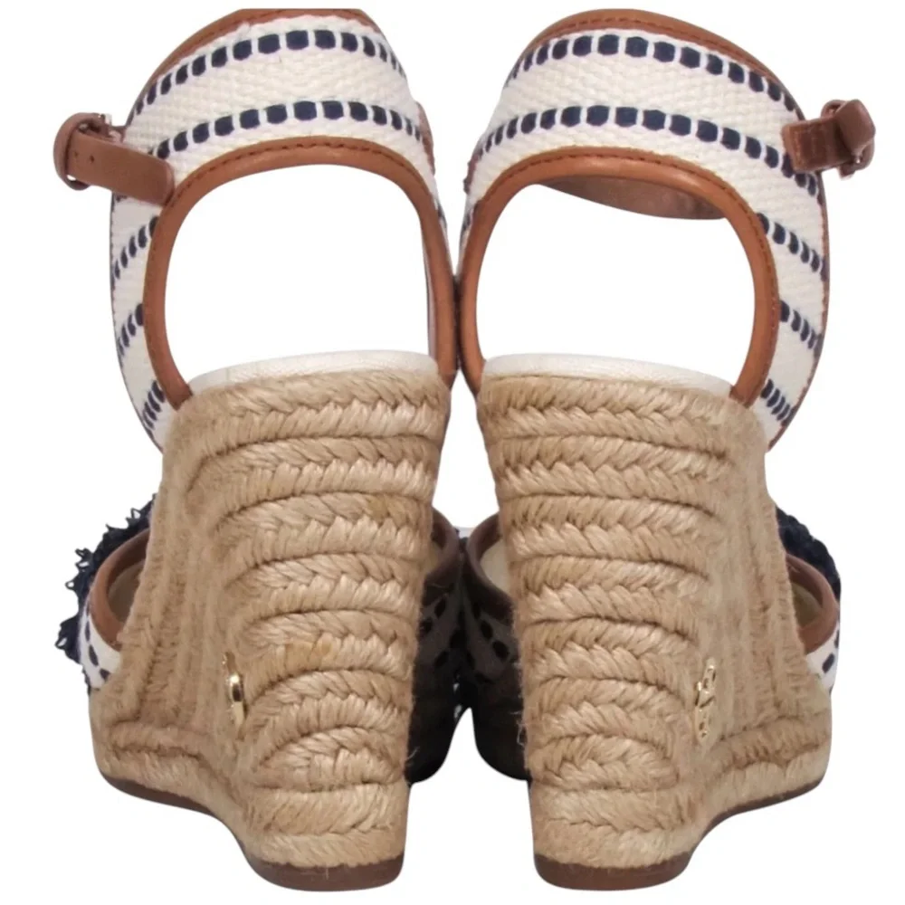 Tory Burch - Shaw Wedge Espadrille | Woven Wedge | Ivory & Navy | Size 6.5